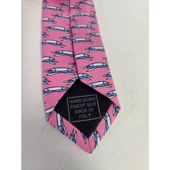 Robert Jensen Bench Made 100% Silk Tie Pink With Turtles 58in L 3.5in W Preppy - Picture 5 of 5